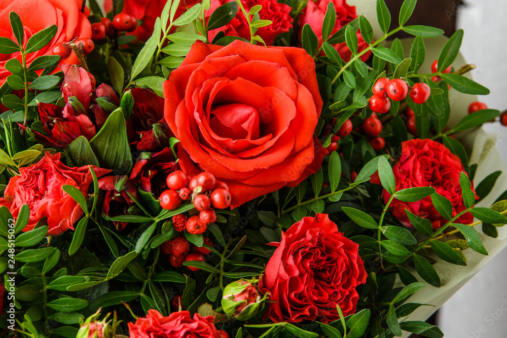 A bouquet of flowers for the holiday romantic gift to the girl A bouquet of flowers for the holiday romantic gift to the girl