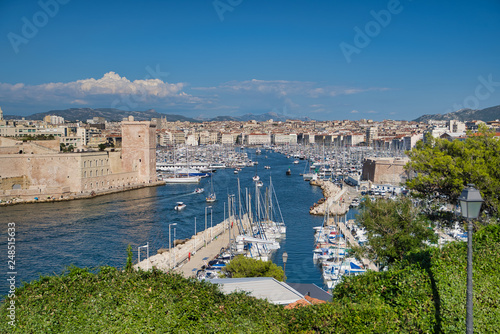 Marseille, France - AUGUST 16, 2018: view on the entrance to the Old Port