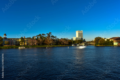 Orlando, Florida. January 11, 2019. Beatiful scenery on lightblue sky backgrround at Lake Buena Vista area photo