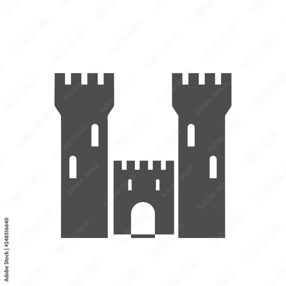 Vector castle symbol. Fortress icon isolated on white background. Vector castle symbol. Fortress icon isolated on white background.