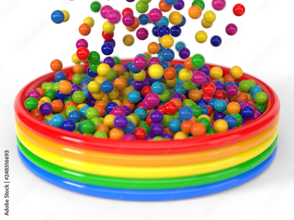 plastic balls filling a child pool. 3d illustration plastic balls filling a child pool. 3d illustration