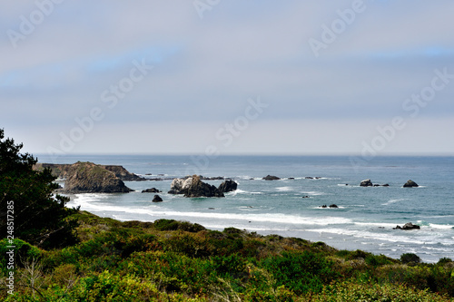 Coast of the Pacific Ocean on a cloudy day. California, USA