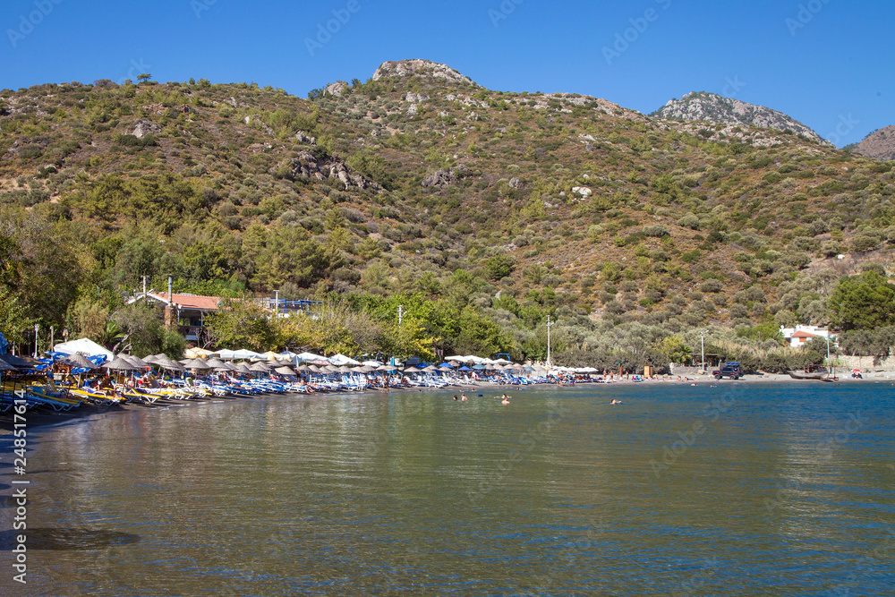 Hayitbuku beach in Datca Peninsula, Turkey. Hayit buku cove is very famous and popular touristic place.