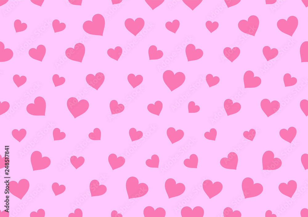 Heart Dots Pattern, Pink Background, Vector Graphics