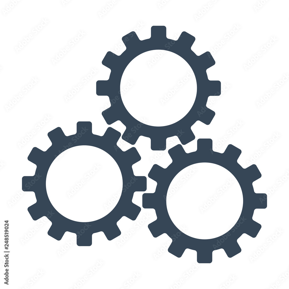 Fill Gear Icon. Teamwork symbol. Flat style. Vector illustration isolated on white background. Fill Gear Icon. Teamwork symbol. Flat style. Vector illustration isolated on white background.