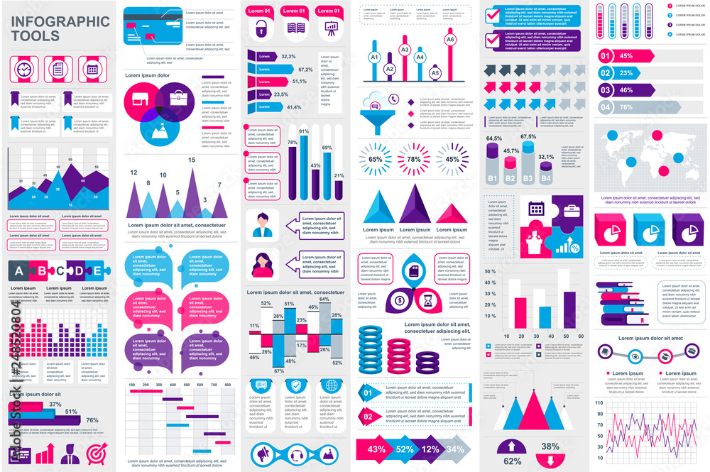 Infographic elements data visualization vector design template. Can be ...