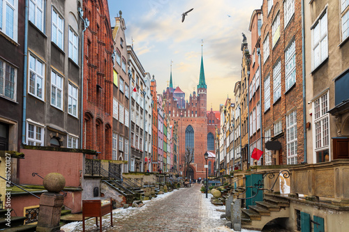 Famous street of Gdansk, Mariacka street, view on St Mary's Church, Poland © AlexAnton