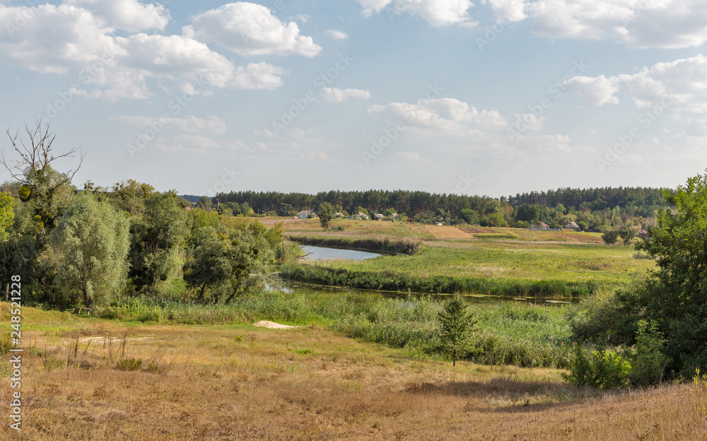 Ros river rural landscape, Ukraine.