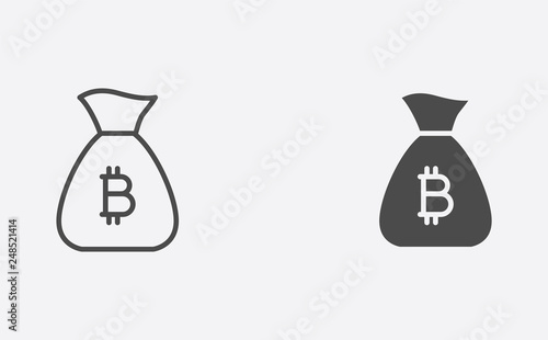 Money bag outline and filled vector icon sign symbol