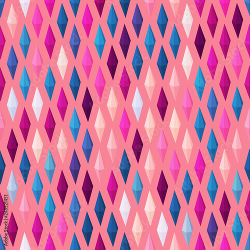 Seamless pattern with multicolored 3D diamonds. Geometric background. Minimal style.