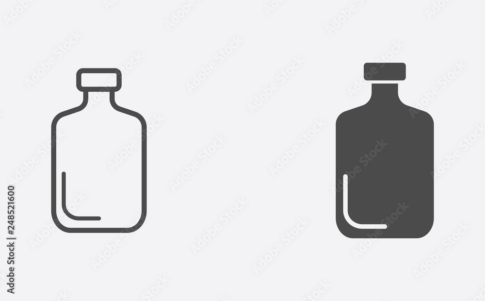 Bottle outline and filled vector icon sign symbol
