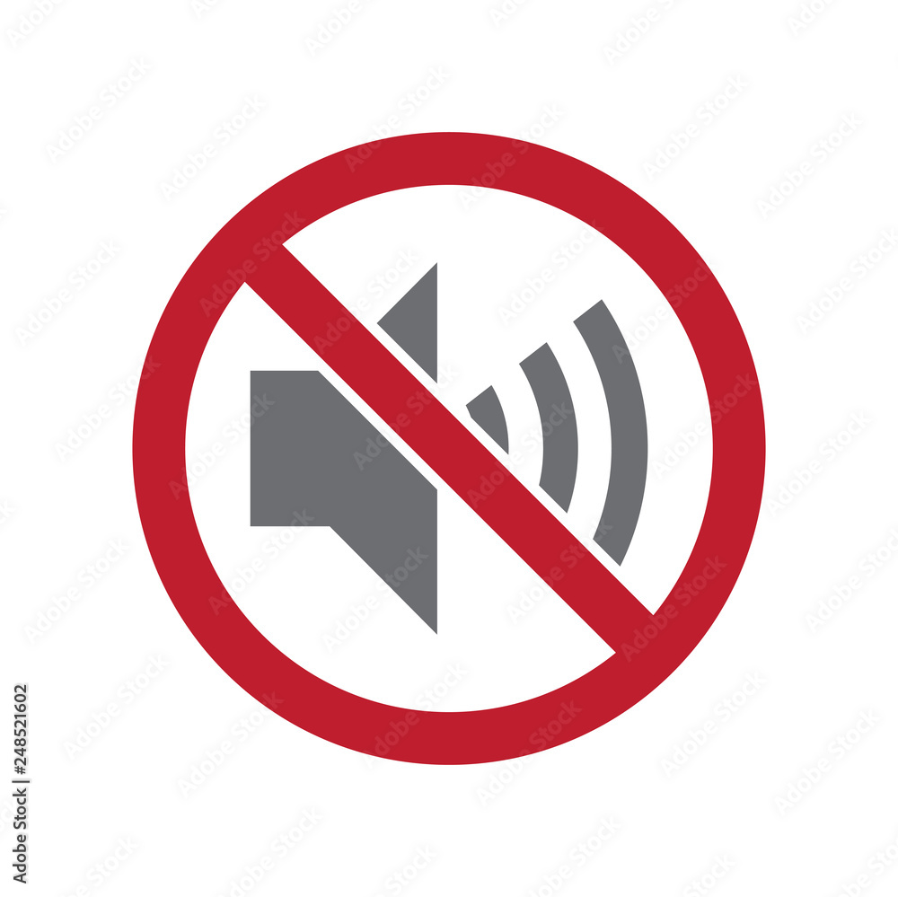 No noise allowed sign on white background for graphic and web design, Modern simple vector sign. Internet concept. Trendy symbol for website design web button or mobile app No noise allowed sign on white background for graphic and web design, Modern simple vector sign. Internet concept. Trendy symbol for website design web button or mobile app