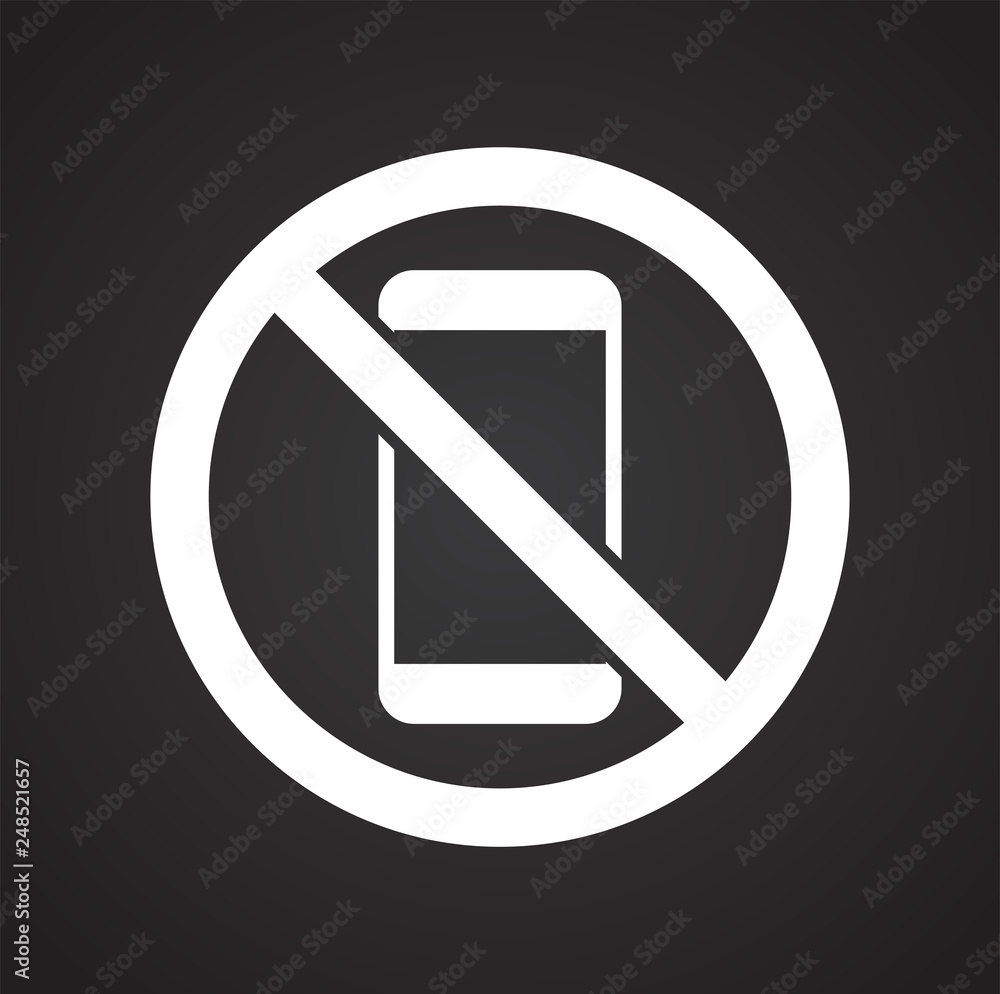 No smartphone allowed sign on black background for graphic and web design, Modern simple vector sign. Internet concept. Trendy symbol for website design web button or mobile app No smartphone allowed sign on black background for graphic and web design, Modern simple vector sign. Internet concept. Trendy symbol for website design web button or mobile app