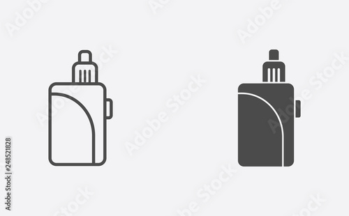 Electronic cigarette outline and filled vector icon sign symbol