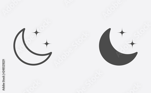 Half moon outline and filled vector icon sign symbol photo