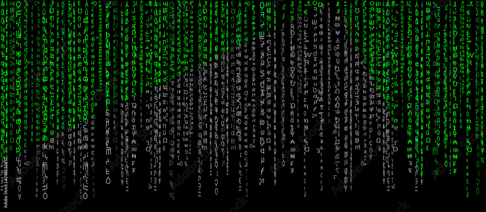 Vecteur Stock Matrix green on a black background with a gray tint.Computer  virus and hacker screen wallpaper | Adobe Stock