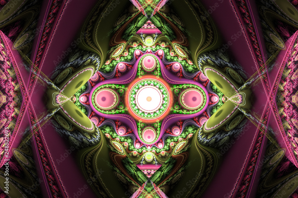 Colorful fractal render geometric shapes