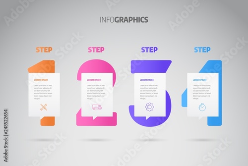 Process chart. Business data. Abstract element of chart, graph, diagram with 4 steps, options, parts, processes. Infographics design vector and marketing icons.