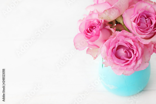 pink rose flowers in a vase