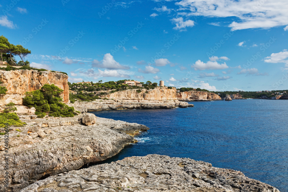 Landscape with rocks over the sea under the sky.Mallorca island Landscape with rocks over the sea under the sky.Mallorca island