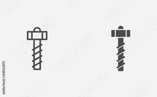 Screw outline and filled vector icon sign symbol