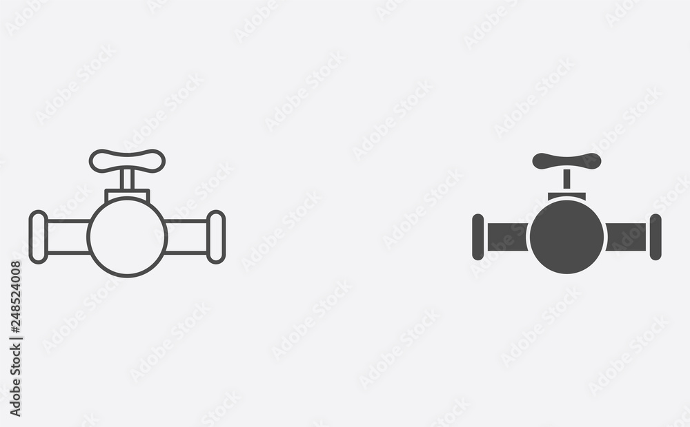 Water tap outline and filled vector icon sign symbol Water tap outline and filled vector icon sign symbol