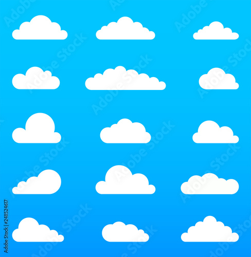 Set of clouds against the sky .In flat style