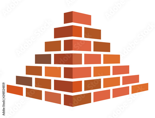 Illustration of bricks for construction on a white background. In flat style photo
