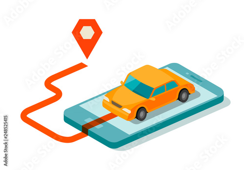 Taxi service for mobile internet app. Vector illustration