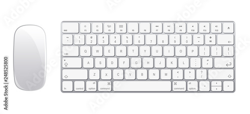 Keyboard and mouse in a realistic style. Vector illustration