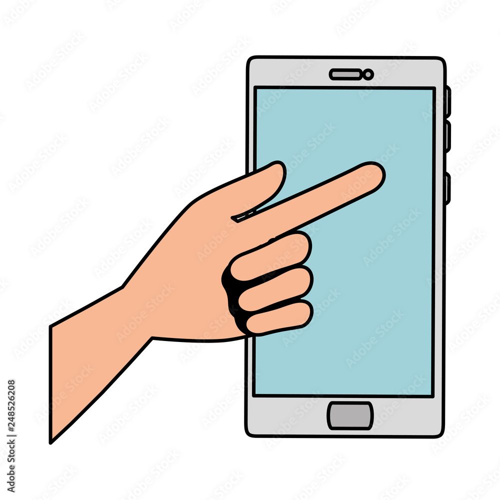 hand with smartphone device hand with smartphone device