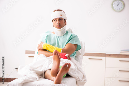 Photos Young injured man staying in the hospital