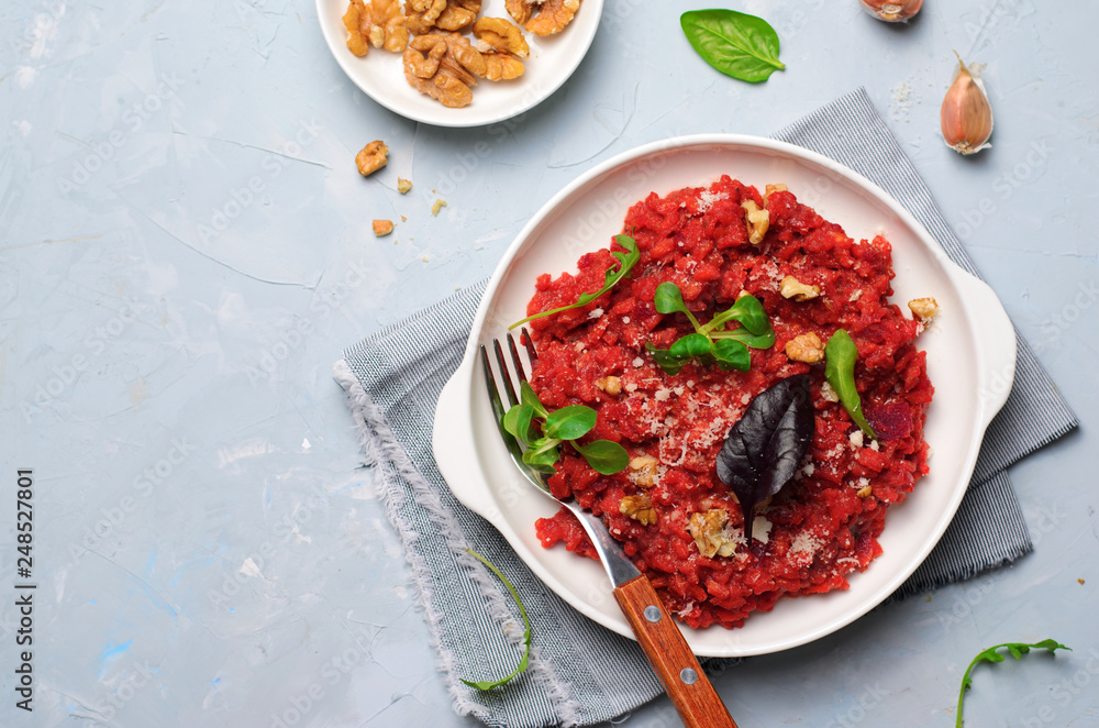 Beetroot Risotto, Italian Cuisine, Homemade Vegetarian Meal Beetroot Risotto, Italian Cuisine, Homemade Vegetarian Meal
