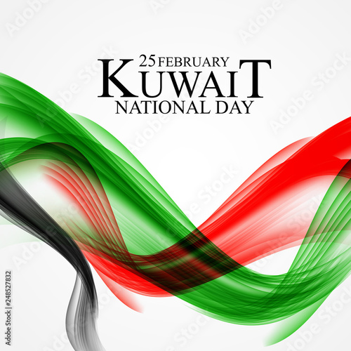 25 february  Kuwait national day  background Template design for card, banner, poster or flyer. Vector Illustration