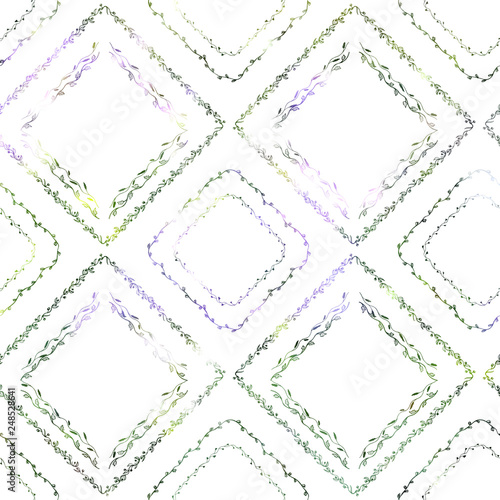 Hand drawn liana floral pattern. Color foliage plant decoration vector on white background