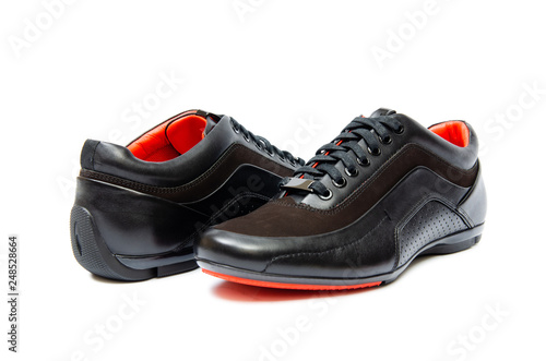 Black sporty shoes isolated on white background