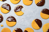 Cookies with Chocolate Glaze, Freshly Baked Cookies, Top View
