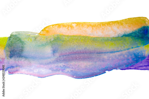 watercolor texture stain Violet yellow green. abstract isolated on white background.