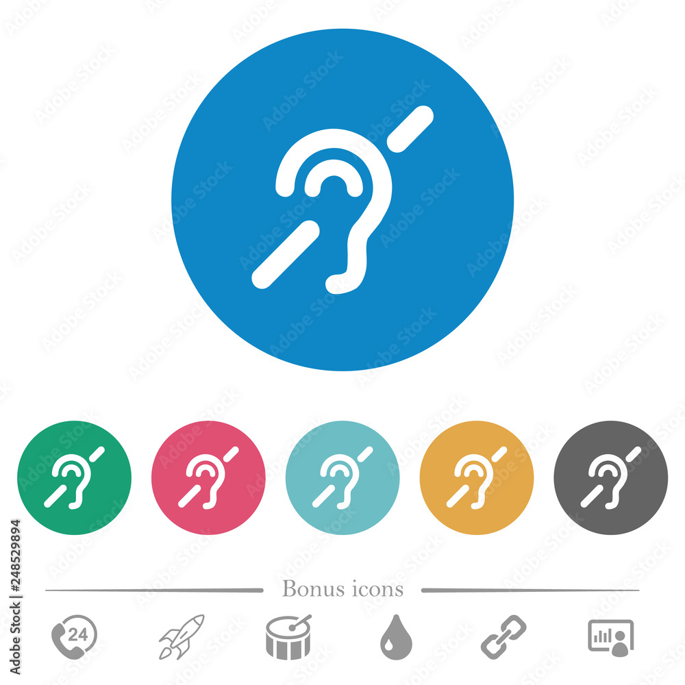 Hearing impaired flat round icons Hearing impaired flat round icons