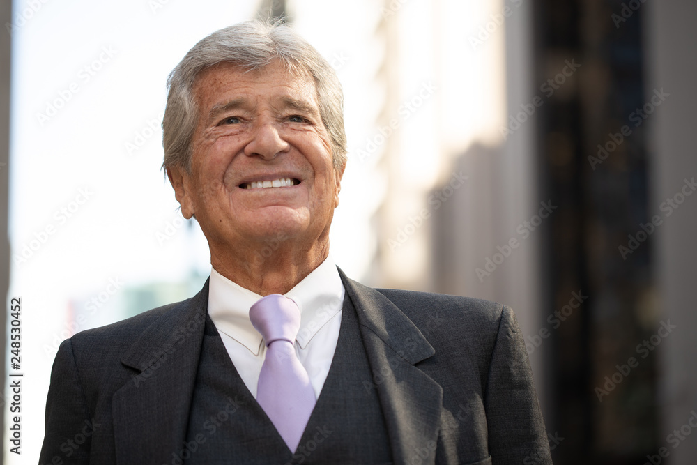 Senior businessman in city smile happy face portrait Senior businessman in city smile happy face portrait