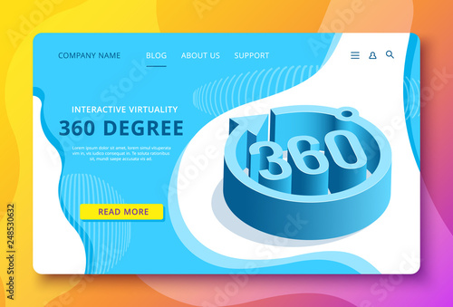 isometric vector landing image, 360 degrees view