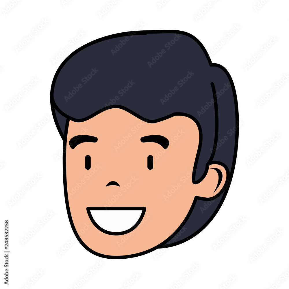 young and casual man head character young and casual man head character
