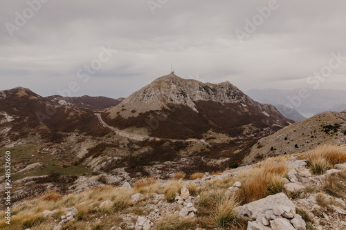 Panoramic view of the highest peaks of the Lovcen mountain national park in southwestern Montenegro. - Image.