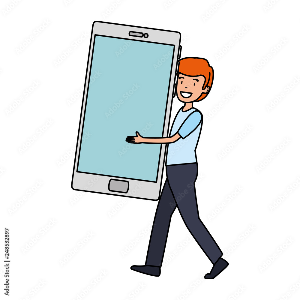 businessman with smartphone character businessman with smartphone character