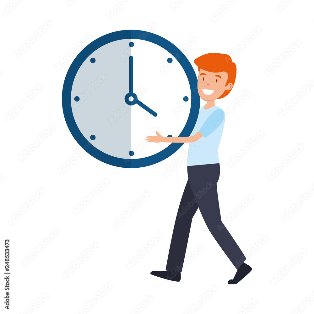 man with time clock