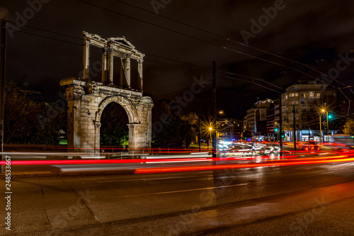 Light trails of moving cars