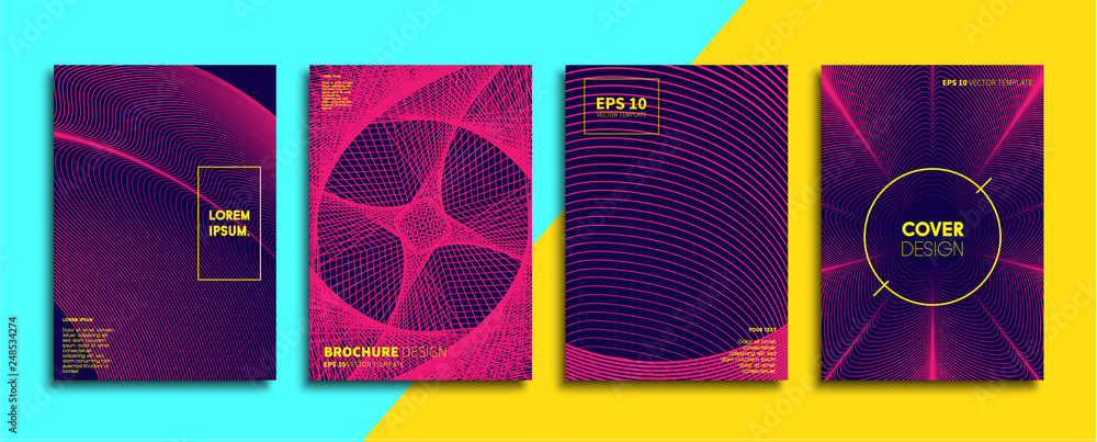 Vector cover designs. Future Poster template. Smartphone modern background set.