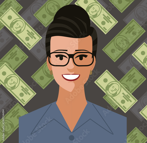 successful rich woman with money