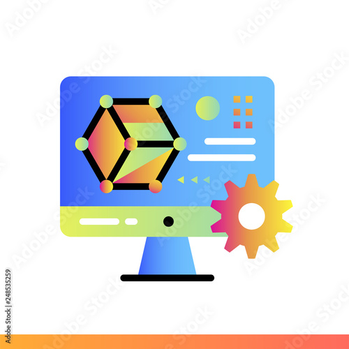 Gradient icon 3d programming. 3D Printing, modeling. Suitable for banners, mobile application, website, interfaces