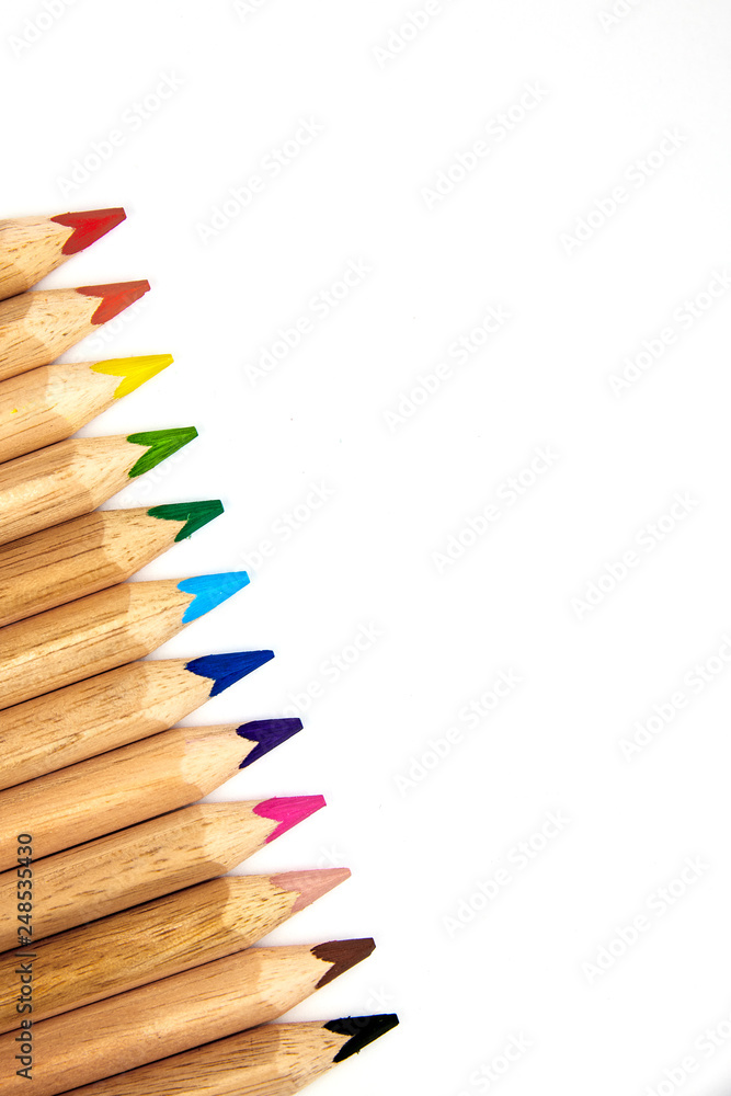 Fototapeta premium colored pencils in a group ready to use